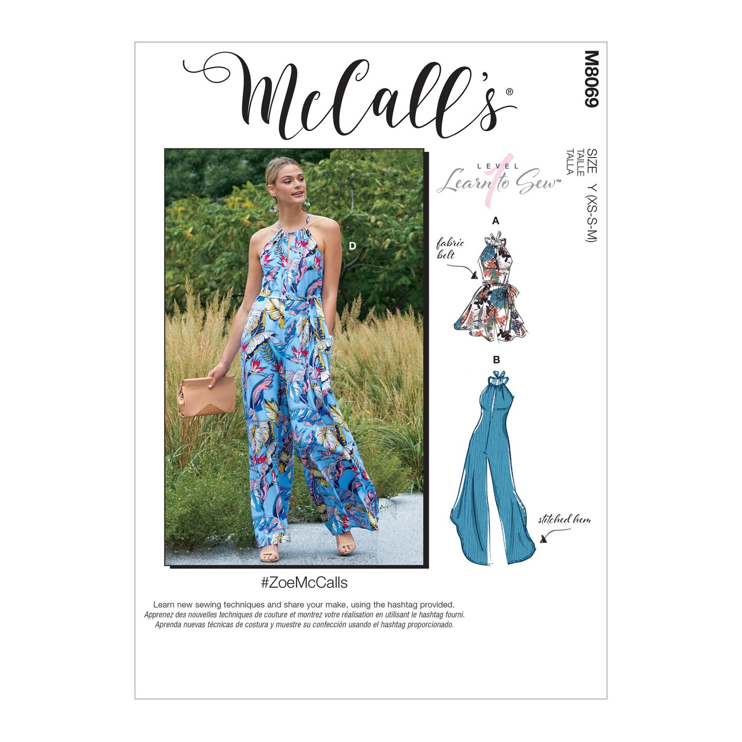 M8069- McCall's Sewing Pattern Misses' Romper, Jumpsuits and Belt
