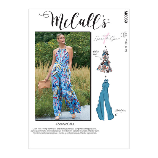 M8069- McCall's Sewing Pattern Misses' Romper, Jumpsuits and Belt
