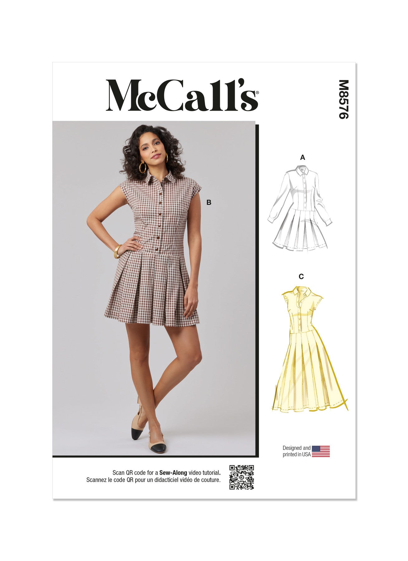 M8576 -McCall's Sewing Pattern Misses' Dress with Sleeve and Length Variations