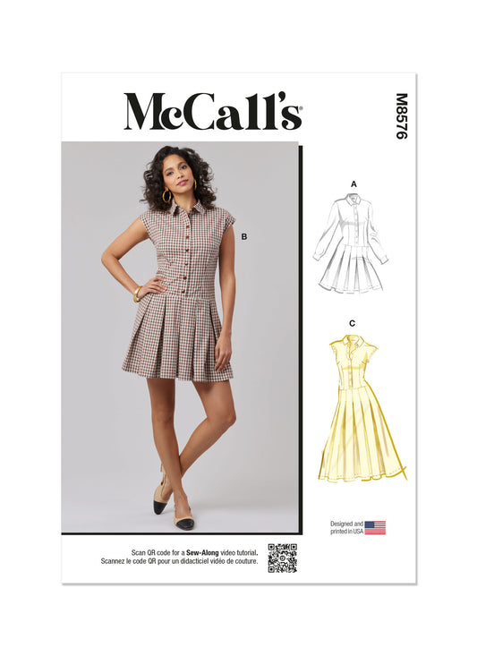 M8576 -McCall's Sewing Pattern Misses' Dress with Sleeve and Length Variations